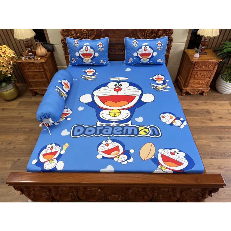 Drap Thun Lạnh 5D Cao Cấp mẫu Doremon