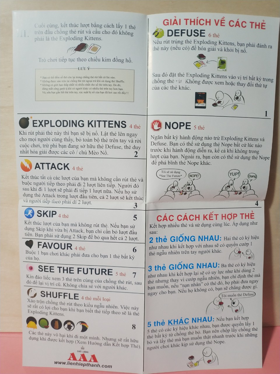 Bộ trò chơi Board Game Mèo Nổ Exploding Kittens 56 thẻ phiên bản TIẾNG VIỆT
