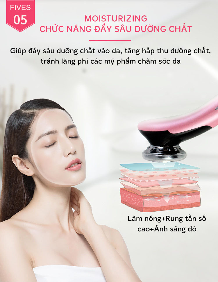 [HCM]Máy Đẩy Tinh Chất Búa Nóng Lạnh Điện Di Đa Chức Năng Chăm Sóc Da Mặt D818-Thế Hệ Mới 2021