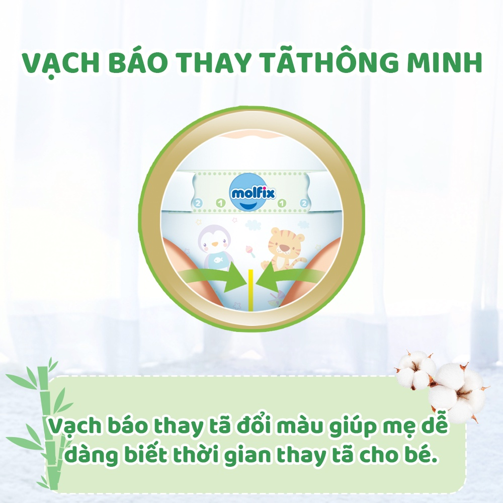 Tã/bỉm dán Molfix Thiên nhiên Super Jumbo M (6kg - 11kg) - Gói 76+8 miếng
