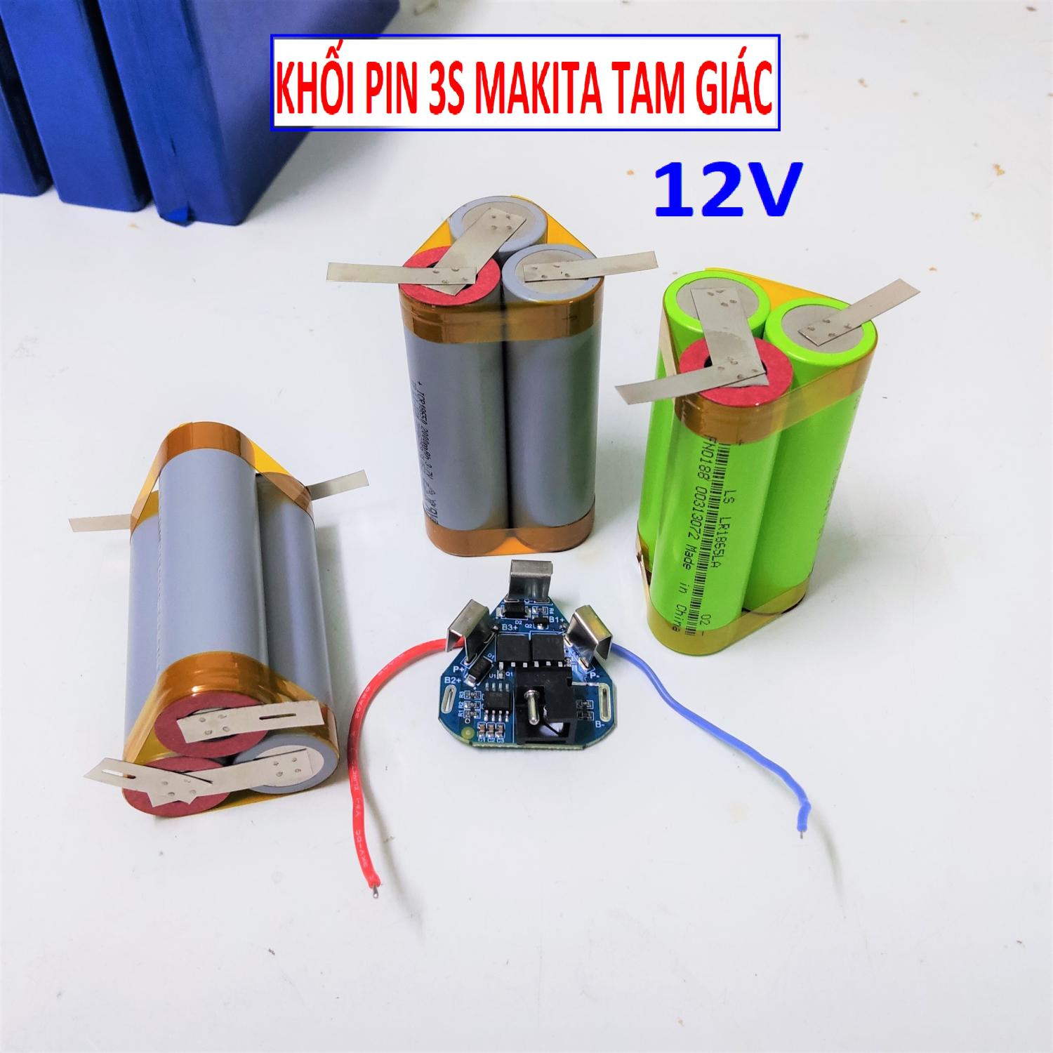 Khối pin 12v tam giác đóng sẵn, Đóng từ 3 cell pin Li-on 18650 chính hãng Lishen