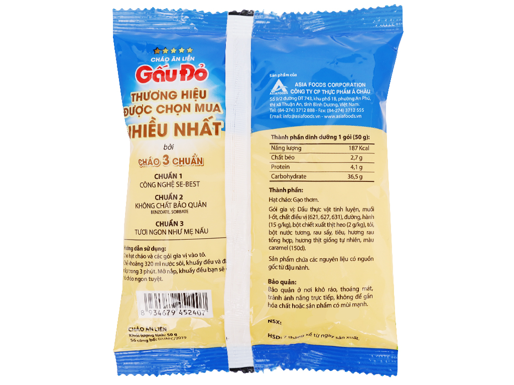 Cháo gấu đỏ thịt bằm gói 50g