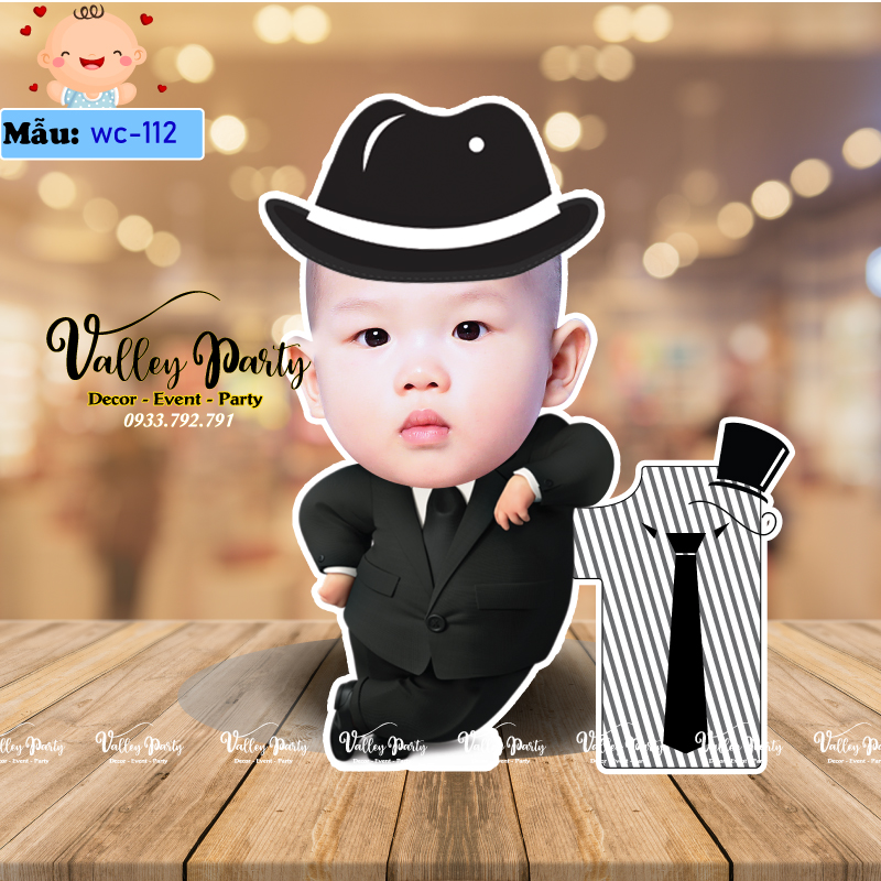 Cây số 1 ghép Chibi sinh nhật bé trai, bé gái