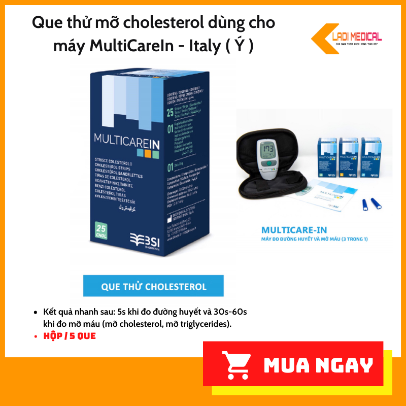 Que thử mỡ máu CHOLESTEROL và TRILYCERIDS dùng cho máy MultiCare-In hộp 5