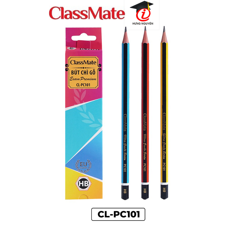 Hộp 12 bút chì gỗ hb classmate thân lục giác cl-pc101 tiêu chuẩn châu âu
