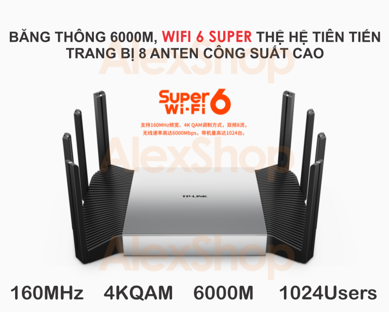 Phát WiFi 6E TP-Link XDR6080 Turbo AX6000 Mesh Hỗ Trợ 1024 Người Dùng Cổng 2.5G