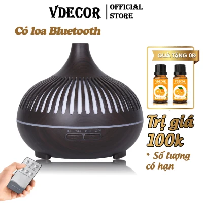 Máy xông tinh dầu Vdecor tích hợp Loa BLUETOOTH cổ cao lồng đèn, dung tích 500ml