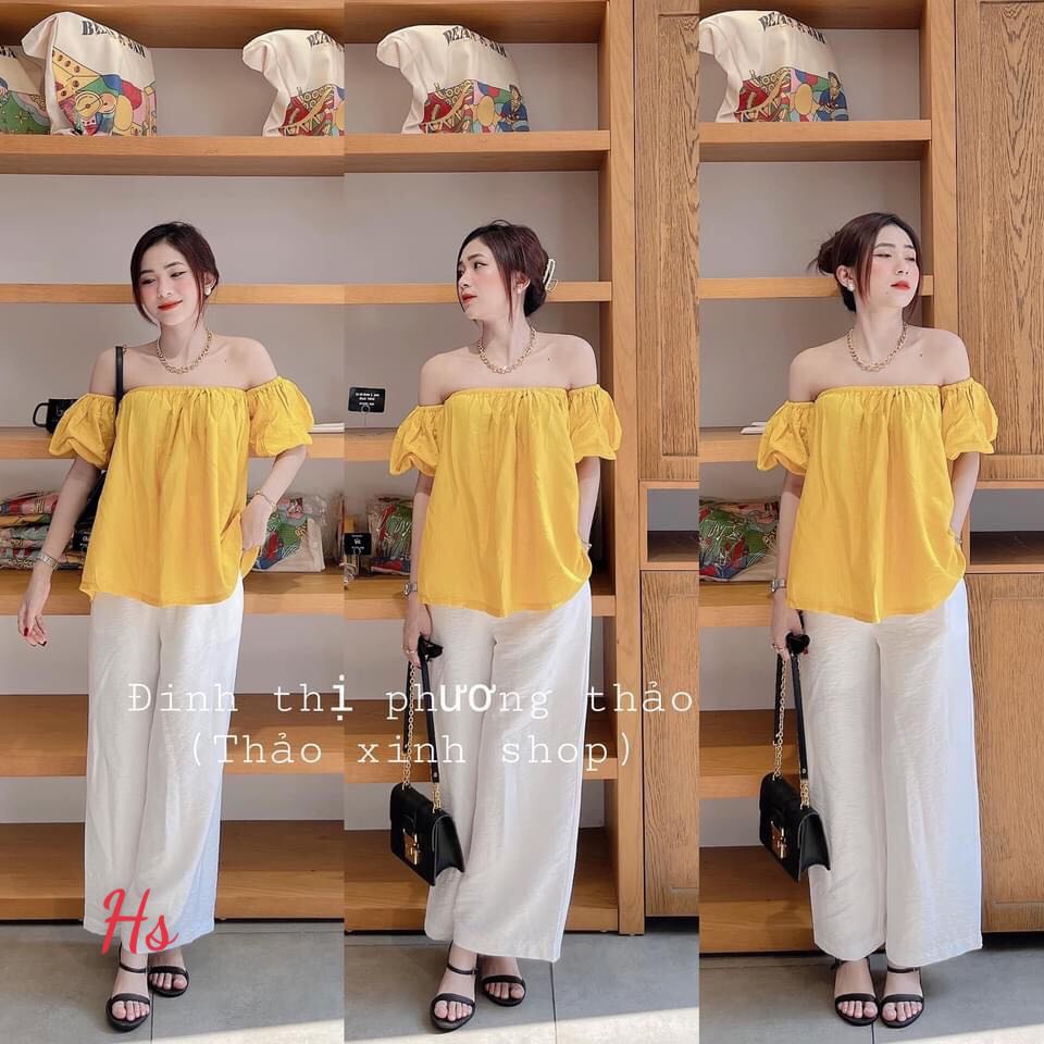 Set Bộ Đũi Trễ Vai Quần Dài [July Shop]