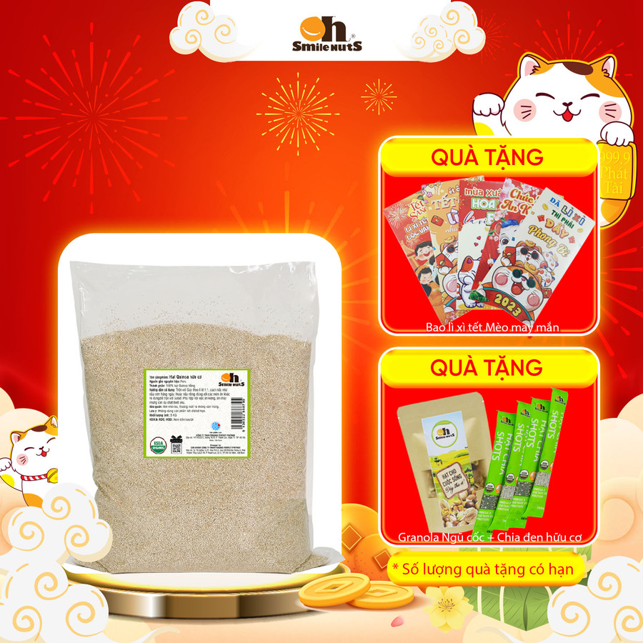[TÚI 2KG] Hạt Quinoa (Diêm Mạch) Trắng Hữu Cơ Smile Nuts - Nhập khẩu từ Peru (Túi Quinoa 2kg tiện dụng và tiết kiệm)