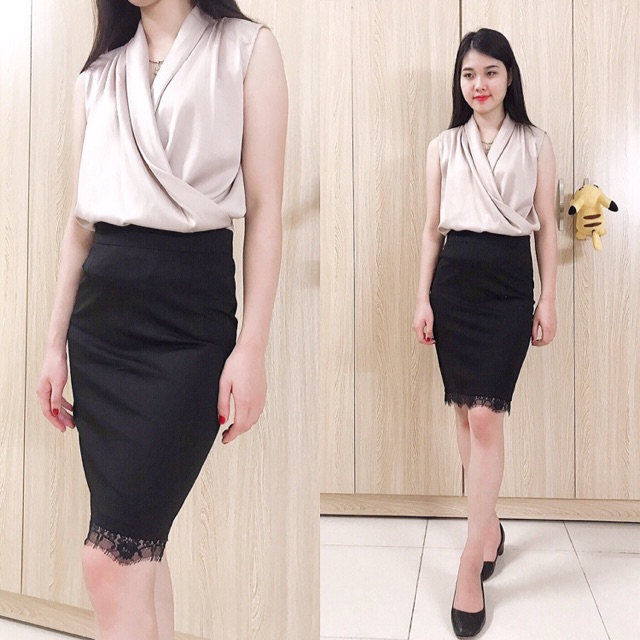 Chân Váy Bút Chì❤❤Chân váy công sở phối ren
