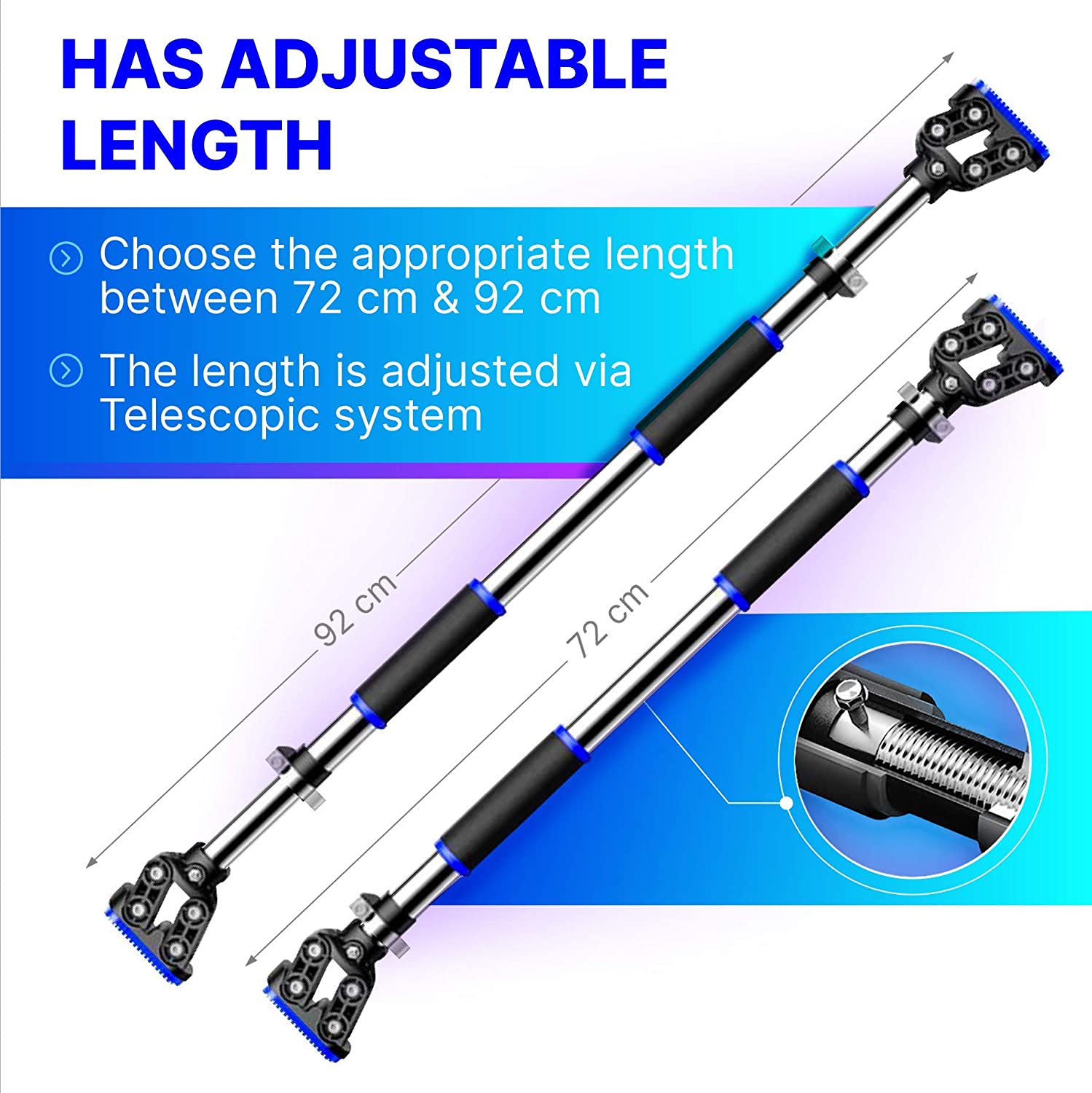 Pull Up Bar Doorway Exercise Equipment Wall Mounted Adjustable Width with Locking Mechanism Home Upper Body Chin Up Workout Fitness Gym for Men and Women dododios - Xà đơn treo cửa gắn tường không cần bắt vít  - Chính hãng dododios - Màu NGẪU NHIÊN