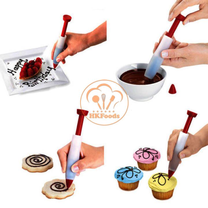 Bút viết socola trang trí bánh/ Chất liệu: silicone/ Được sử dụng cho bánh và bánh ngọt trang trí, dễ dàng để sử dụng và làm sạch.