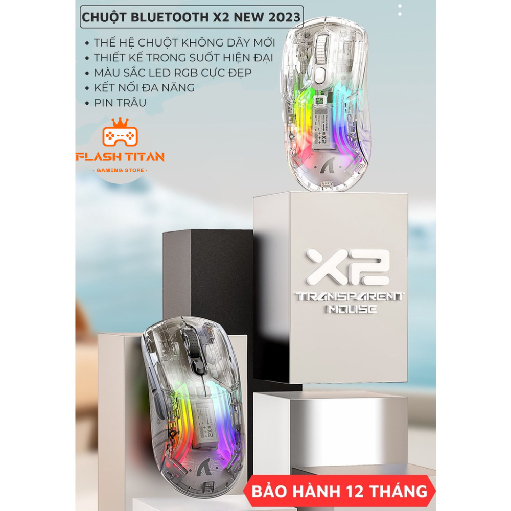 Chuột gaming dành cho máy tính X2 Pro - Thiết kế trong suốt độc lạ kèm nhiều chế độ đèn led RGB - Có phiên bản không dây