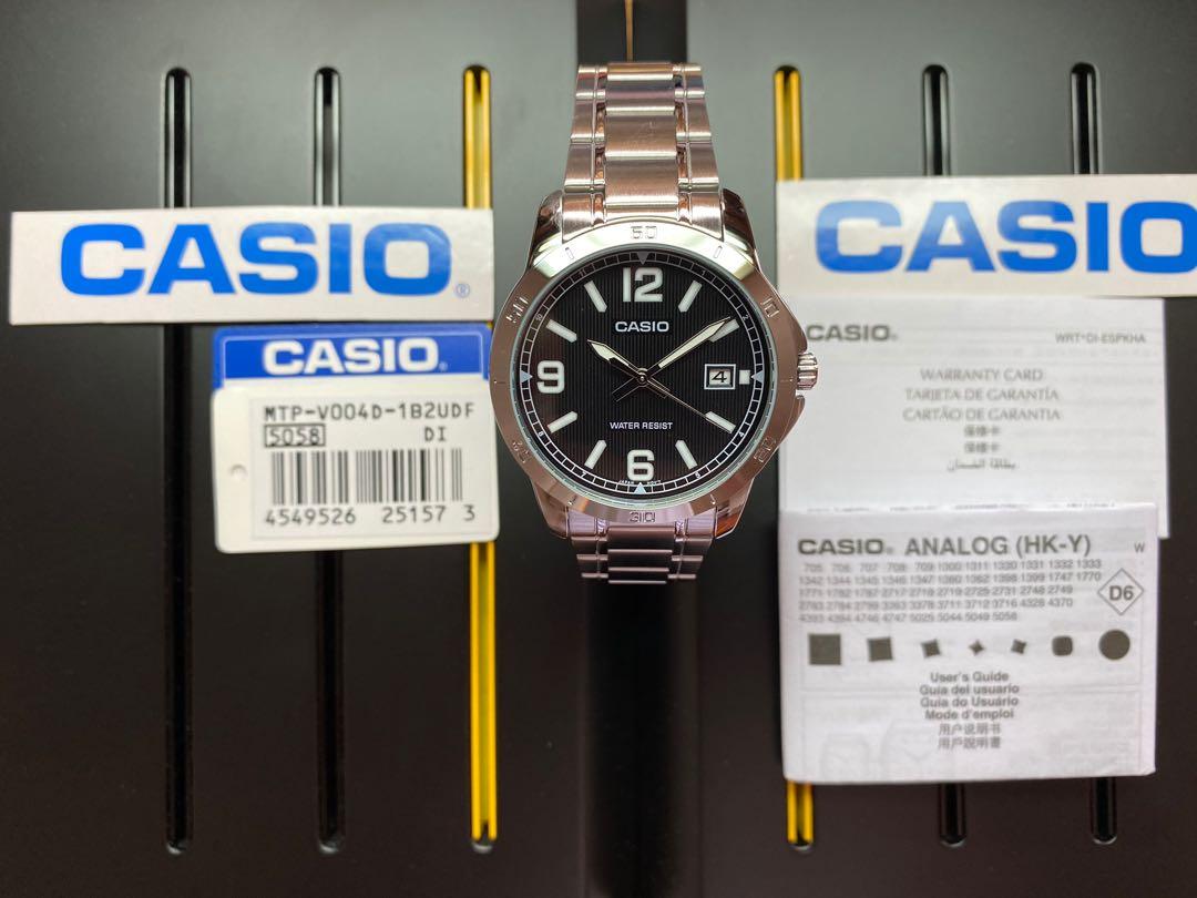 Đồng hồ Nam dây thép Casio MTP-V004D-1B2UDF chính hãng bảo hành 1 năm pin trọn đời