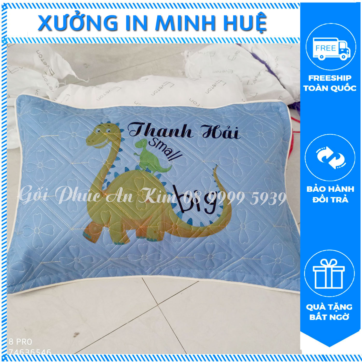 Gối cho bé mầm non in hình khủng long cute