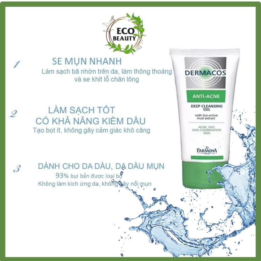 [ECO BEAUTY] Sữa rửa mặt Dermacos ngăn ngừa mụn 150mL