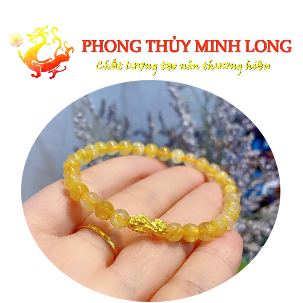 Vòng tay đá. Thach Anh Tóc Vàng Mix Tỳ Hưu Vàng