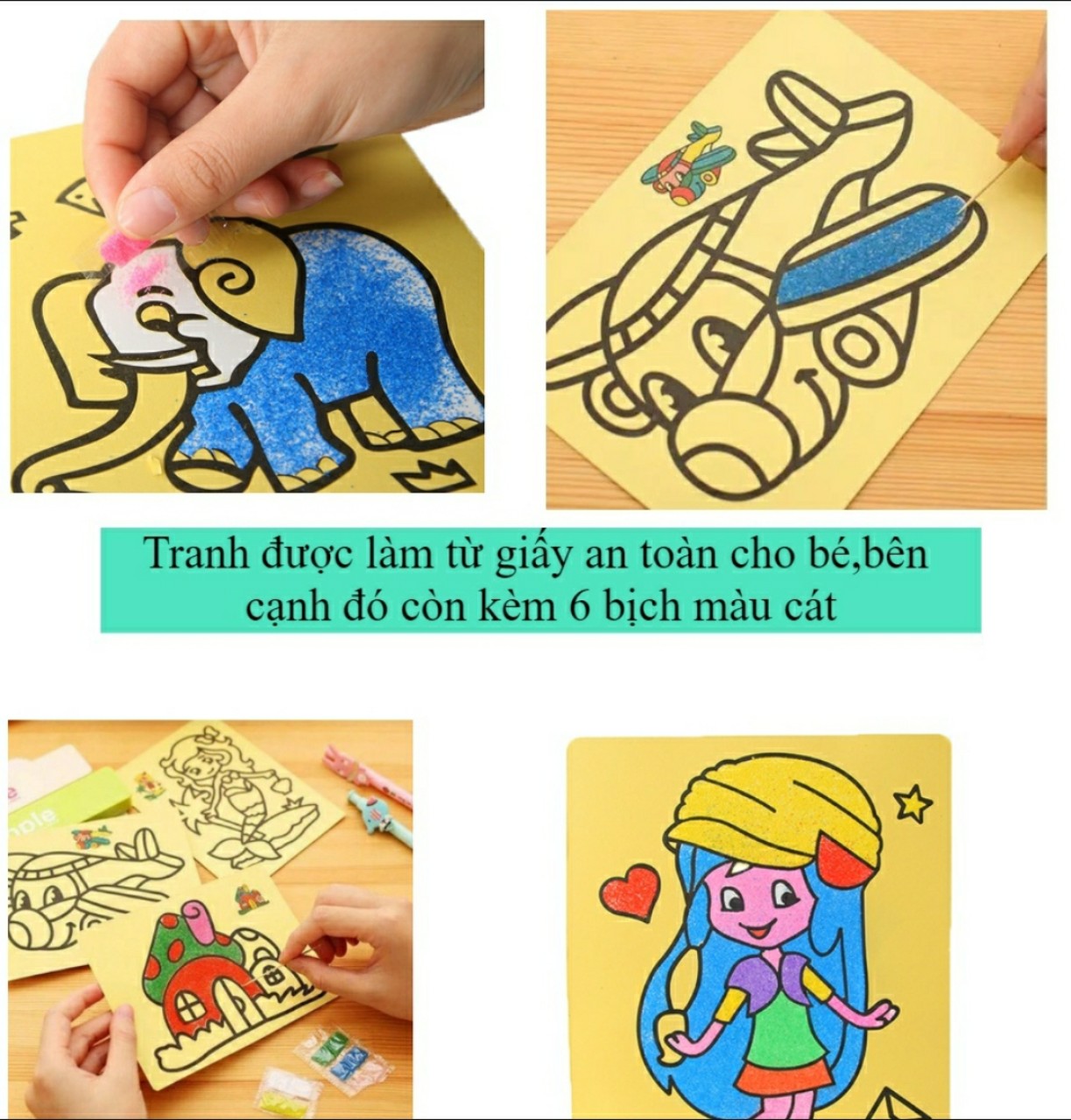 Bộ tranh cát khổ A5 ( 10 tranh kèm thêm 500gr cát 9 màu)