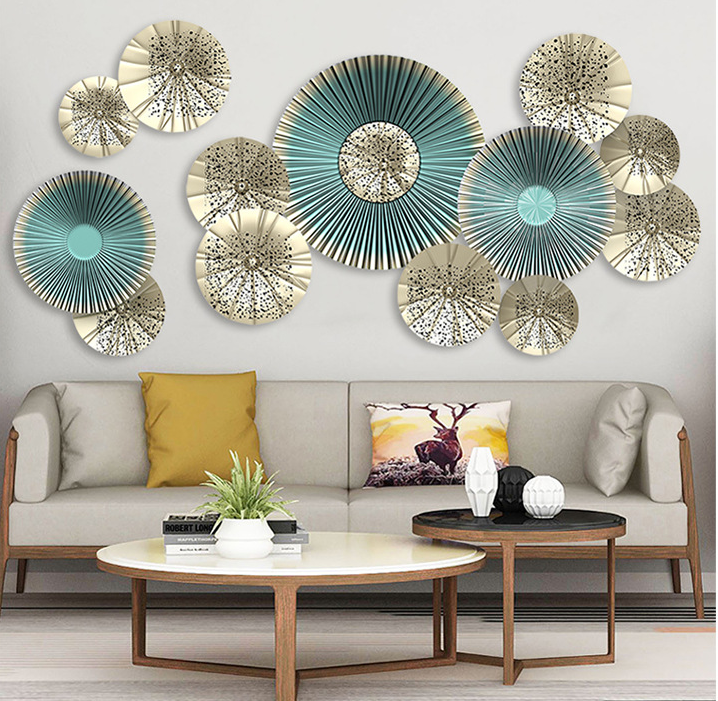 Decal dán tường trang trí - lá sen xanh hiện đại sắc nét
