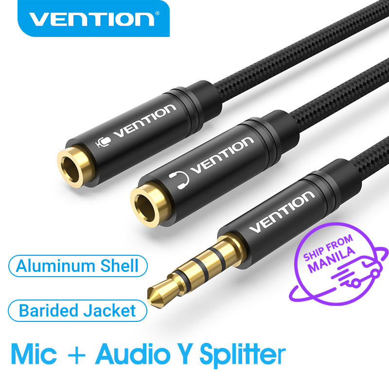 Vention Earphone Extension Cable Jack 3.5mm Audio Cable Male to 2 Female Mic Y Splitter AUX Cable for iPhone 8 Samsung S8 PC headphones microphone sound