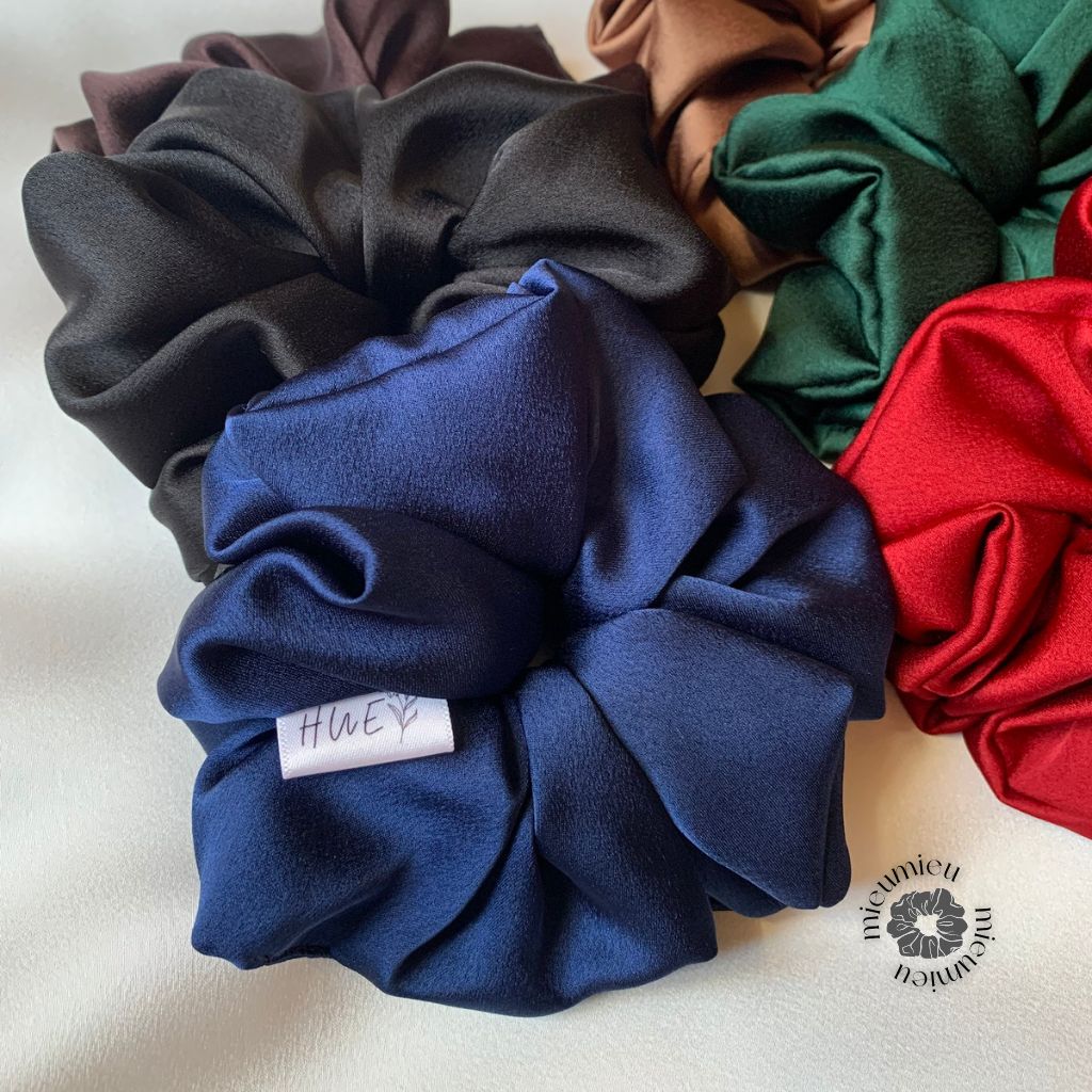 Phụ kiện tóc cột tóc scrunchies handmade lụa satin mềm chun co giãn bảo vệ tóc S1048