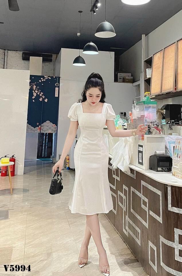 [ Voucher 59k Freeship Max toàn quốc ] Đầm Lụa Tiểu Thư Tay Phồng Có Mút Thanh Lịch