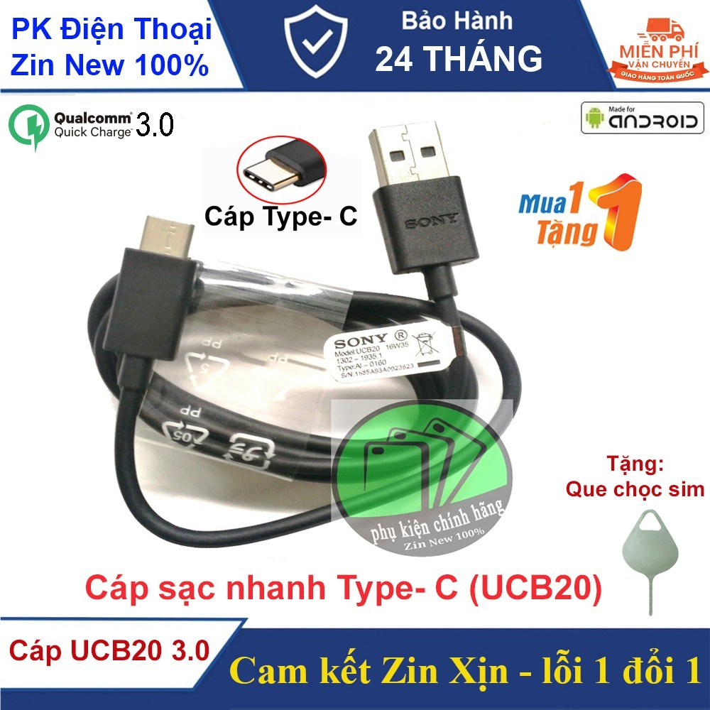 Cáp sạc nhanh SONY Type- C (UCB20) Quick Charge 3.0 - Nguyên Seal