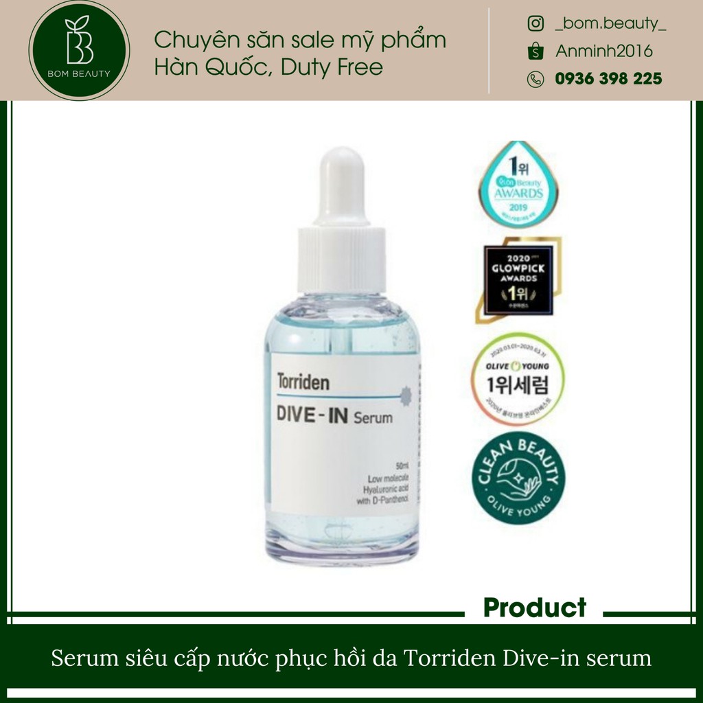 (bombeauty) Serum siêu cấp nước phục hồi da Torriden Dive-in serum