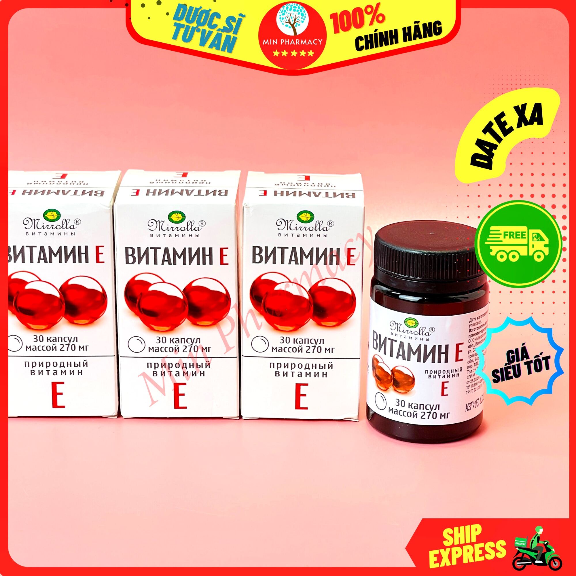 Vitamin e đỏ của nga mirrolla 270mg hộp 30 viên