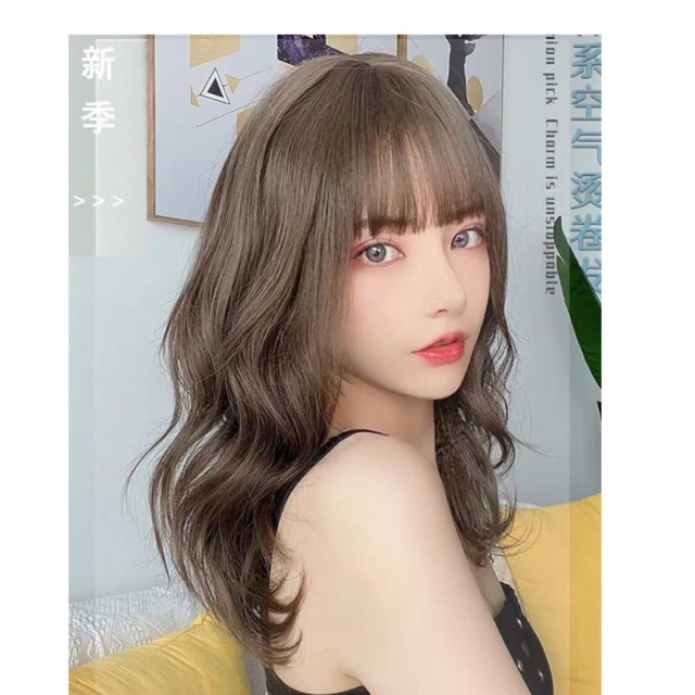 Tóc giả nữ cả đầu 😛FREESHIP😛 Tóc giả nguyên đầu xoăn dợn hàn quốc mã T60f
