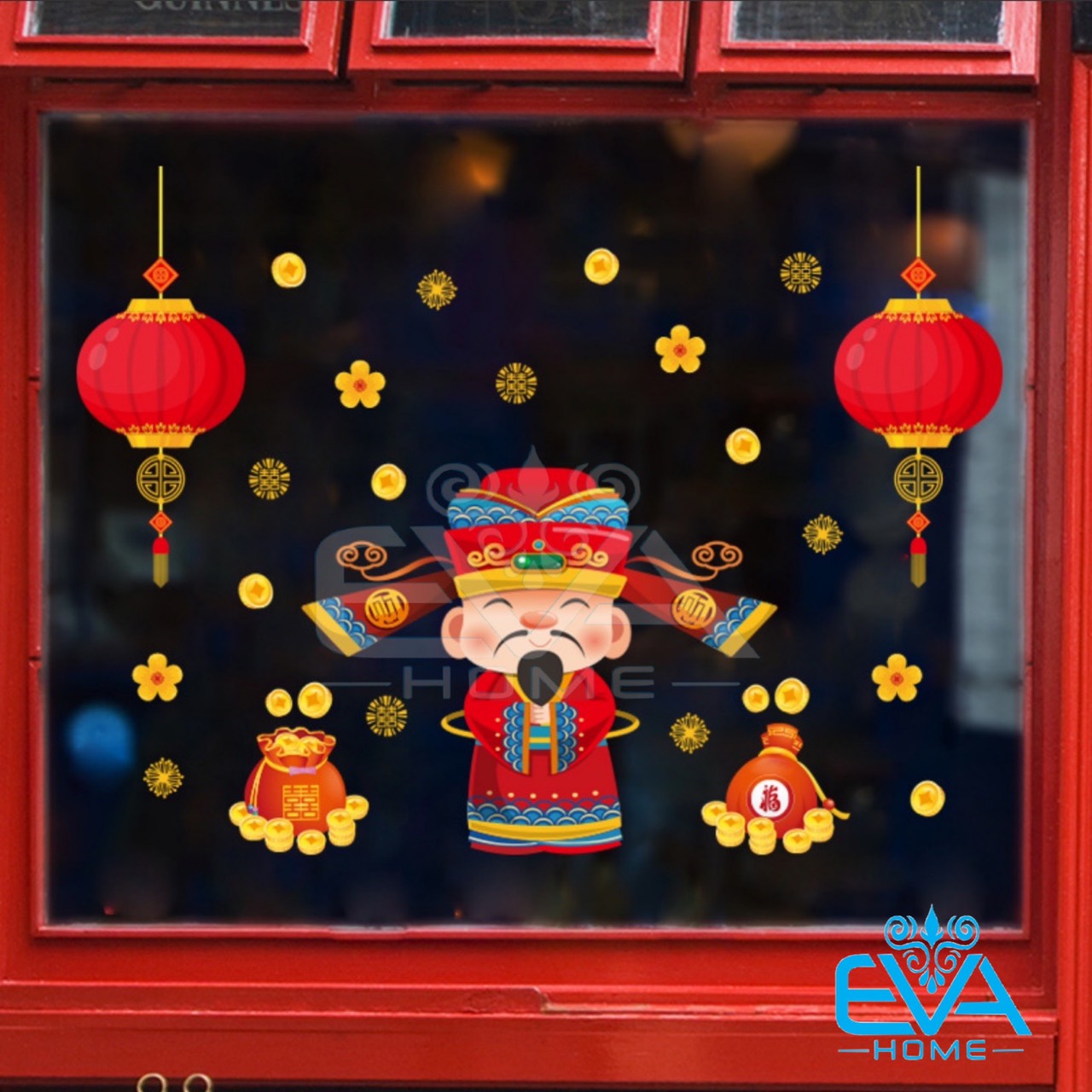 [HCM]Decal Dán Tường Dán Kính Trang Trí Tết Họa Tiết Thần Tài XL635 M2127