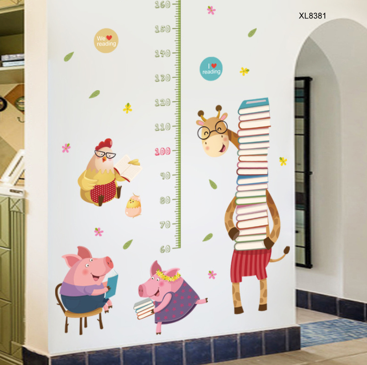 [HCM]Decal đo chiều cao cho bé hươu và heo peppa