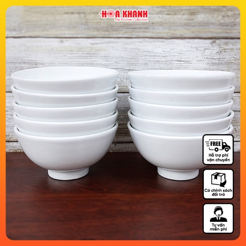 [HCM][COMBO 10 CÁI ] BỘ CHÉN SỨ HOA VĂN CAO CẤP - CHÉN SỨ TRÁNG MEN- TÔ VÀ CHÉN