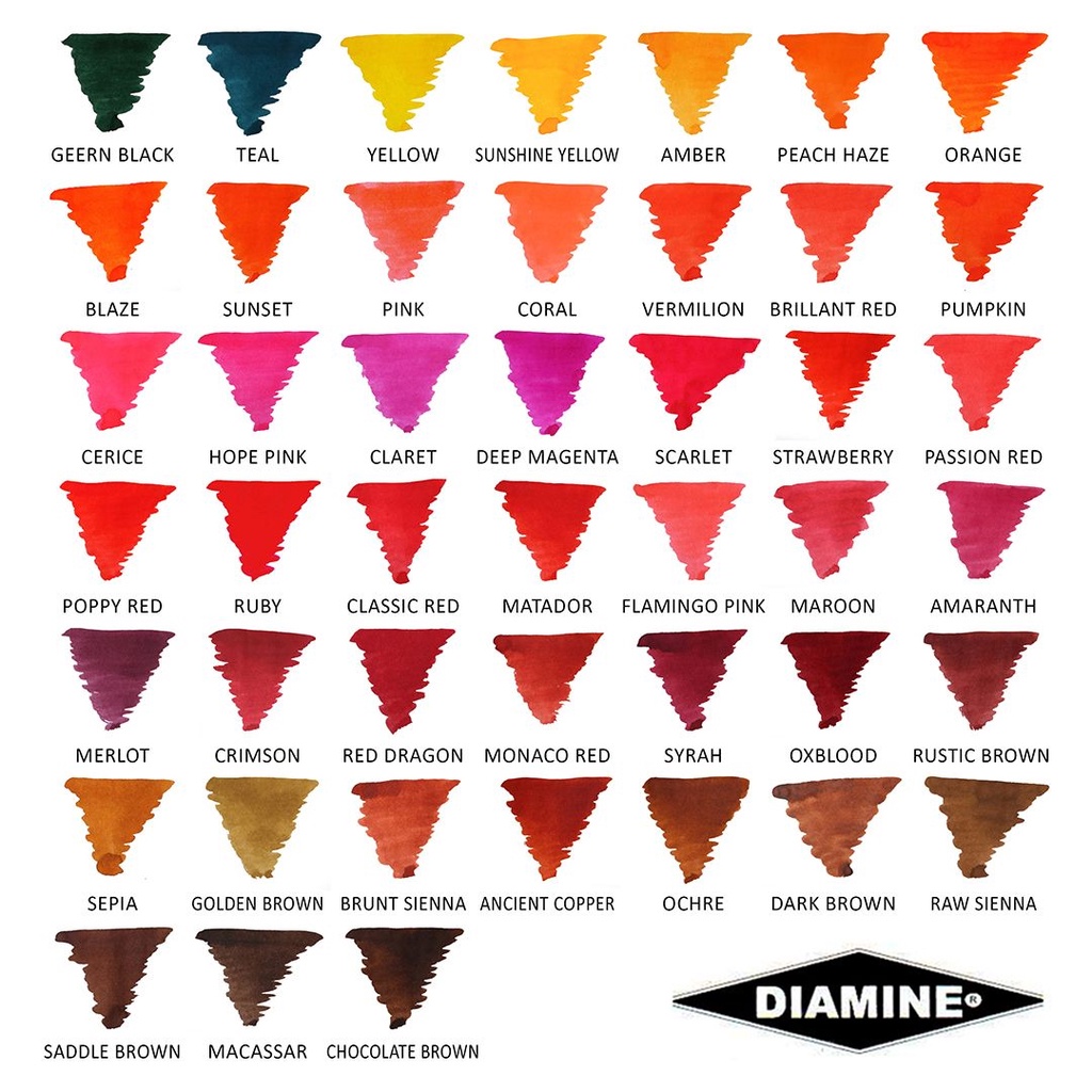 Bình mực Diamine 30ml Lọ Plastic nhiều màu tùy chọn
