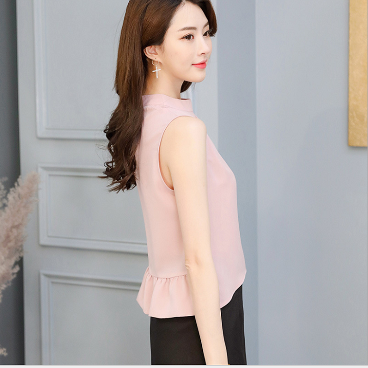 ÁO NỮ KIỂU CỔ TRÒN TAY SÁT NÁCH NHÚN ĐUÔI