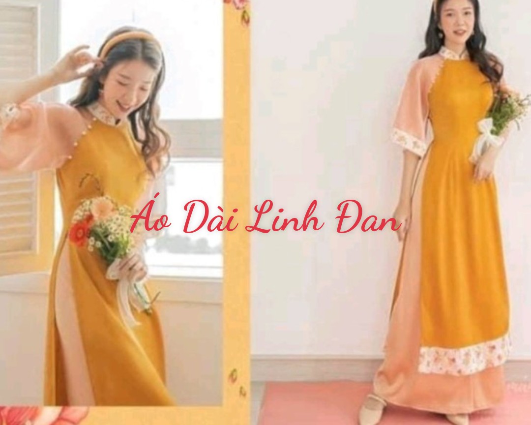 Áo dài cách tân, áo dài tết, lụa tây thi phối tay tơ - Áo Dài Linh Đan