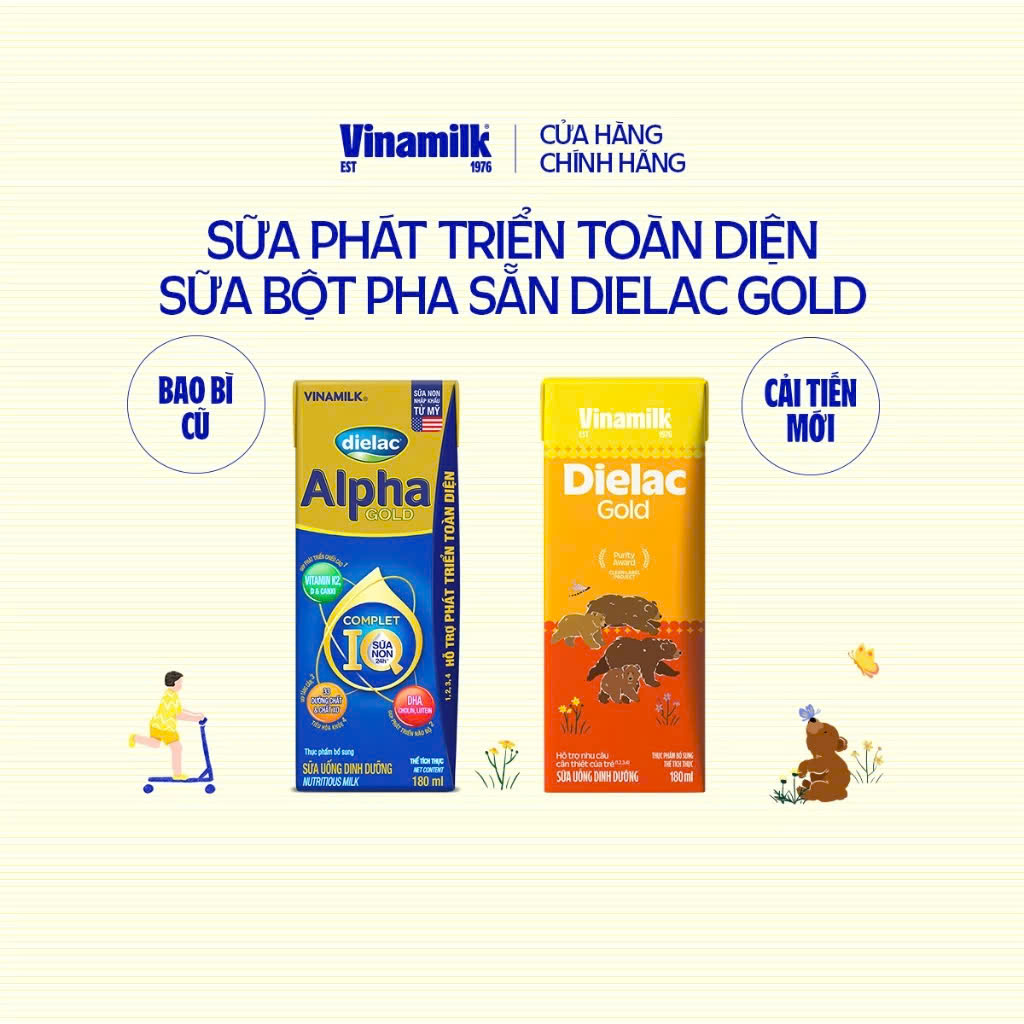 (Có Thẻ Tích Điểm) Thùng 48 Hộp Sữa Bột Pha Sẵn Vinamilk Dielac Gold 180ml.