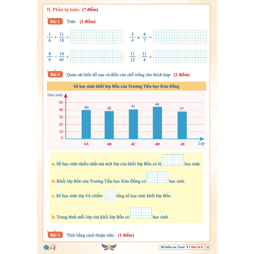 SÁCH - [ Lớp 4 - hk2 ] - Cánh diều - Đề kiểm tra toán 4 hk2