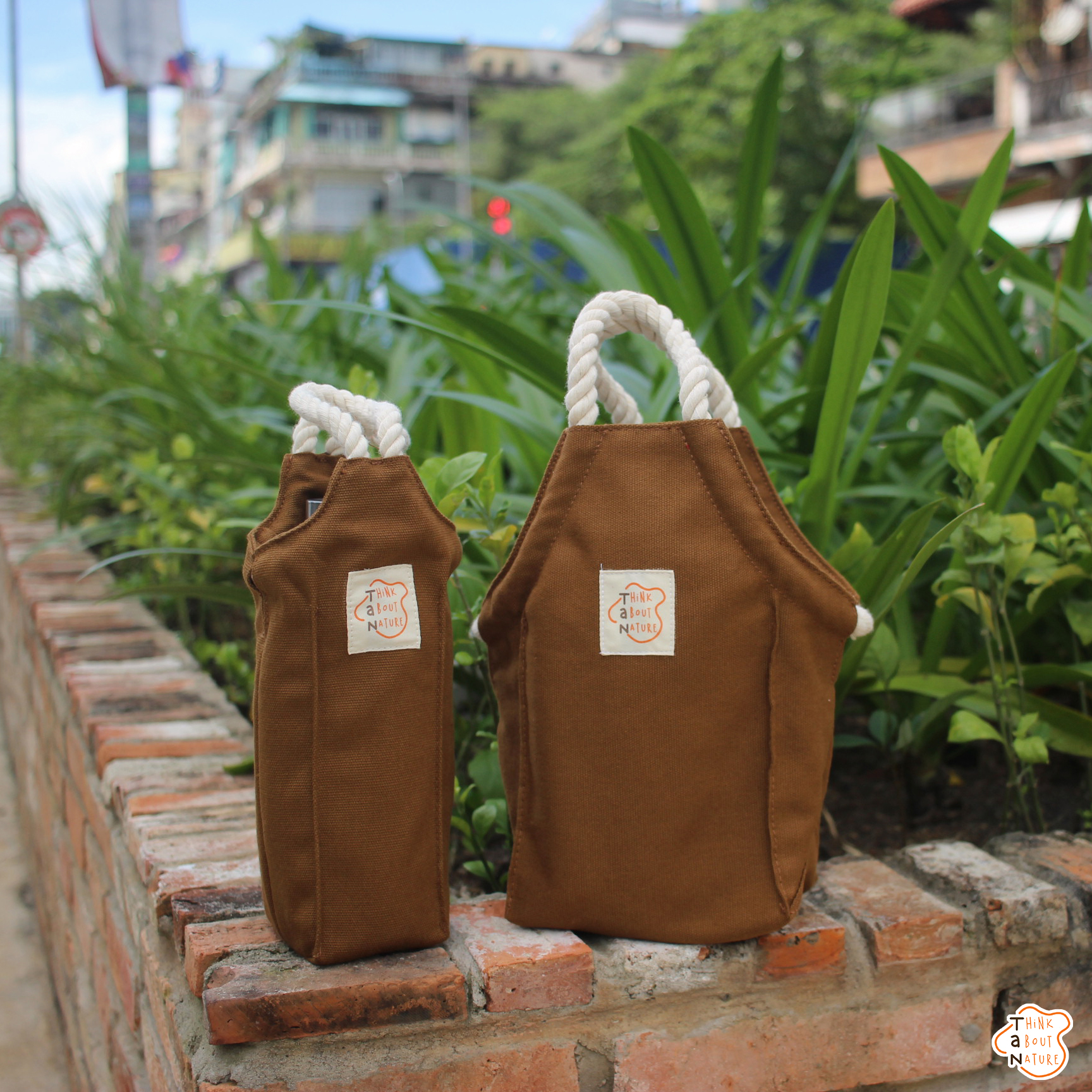 TÚI VẢI CANVAS APRON BAG ĐỰNG BÌNH NƯỚC TANcupholder
