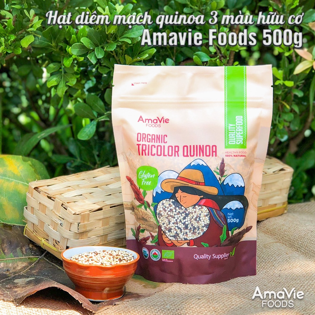 Hạt diêm mạch  quinoa  3 màu hữu cơ Amavie Foods 500g