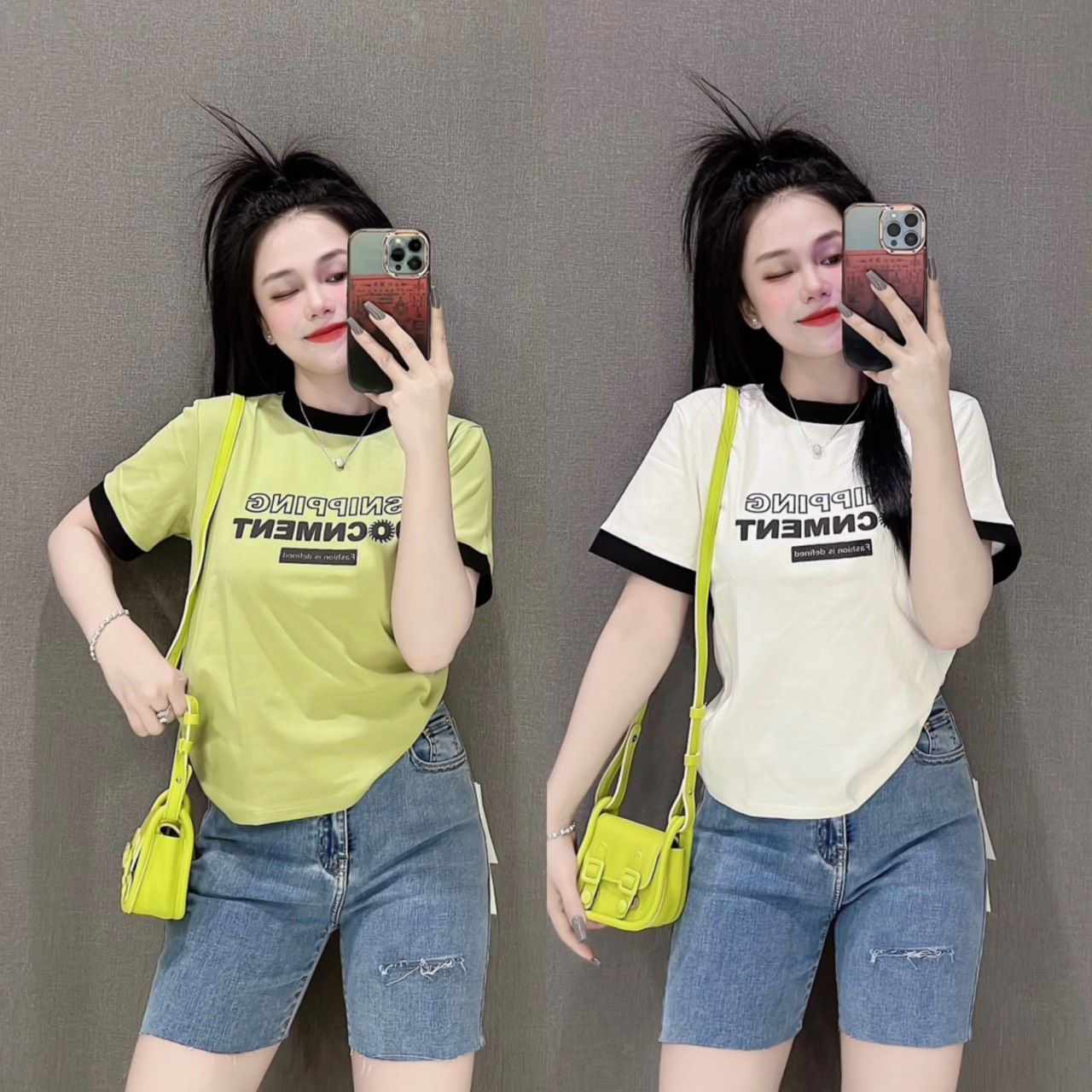 Áo thun nữ Tay Lỡ dáng ôm nhẹ babytee phối viền ( Mã SNIPPING )