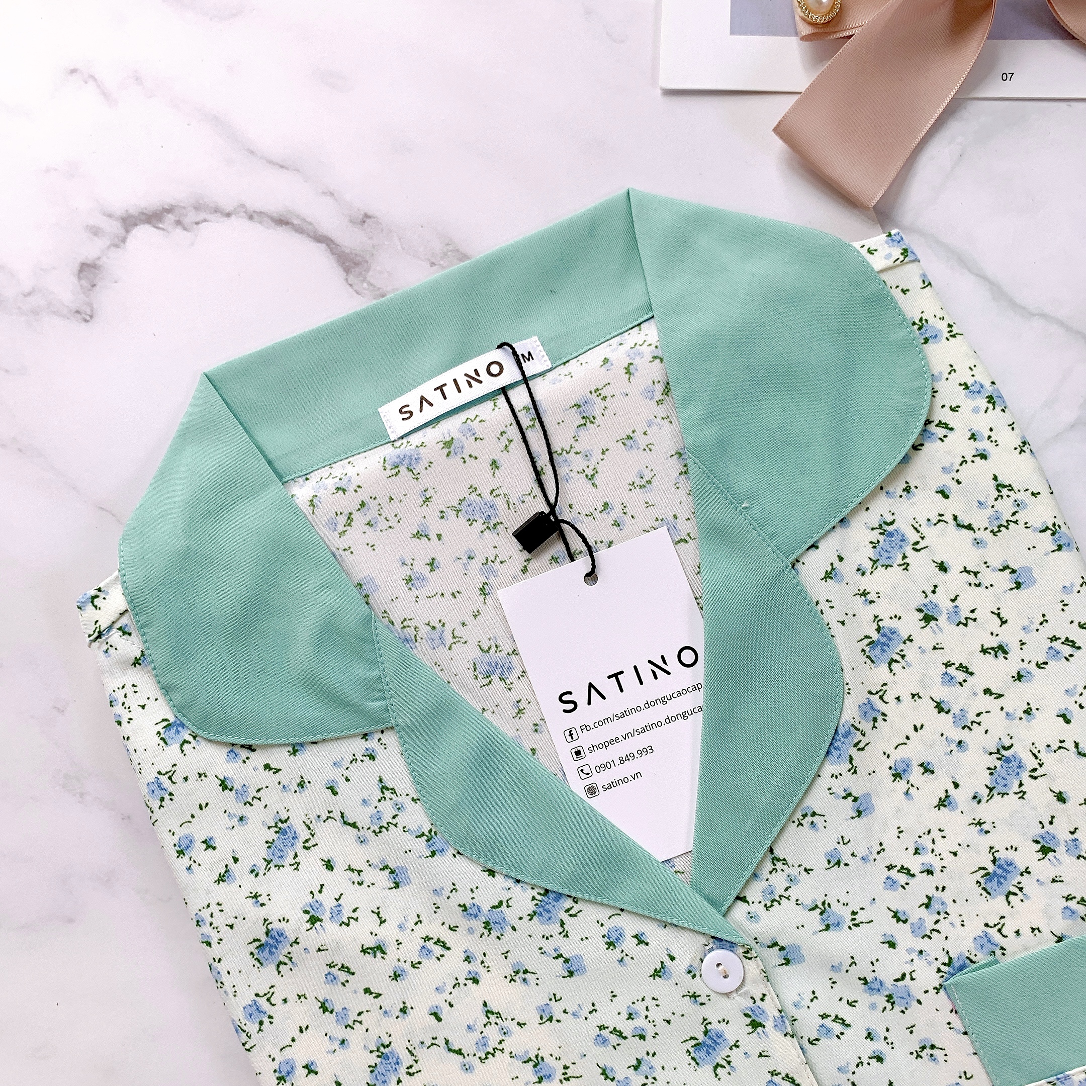 Pijama Tay ngắn quần dài Layla Mint [COMBO 3 BỘ 499K, 5 BỘ 779k ]