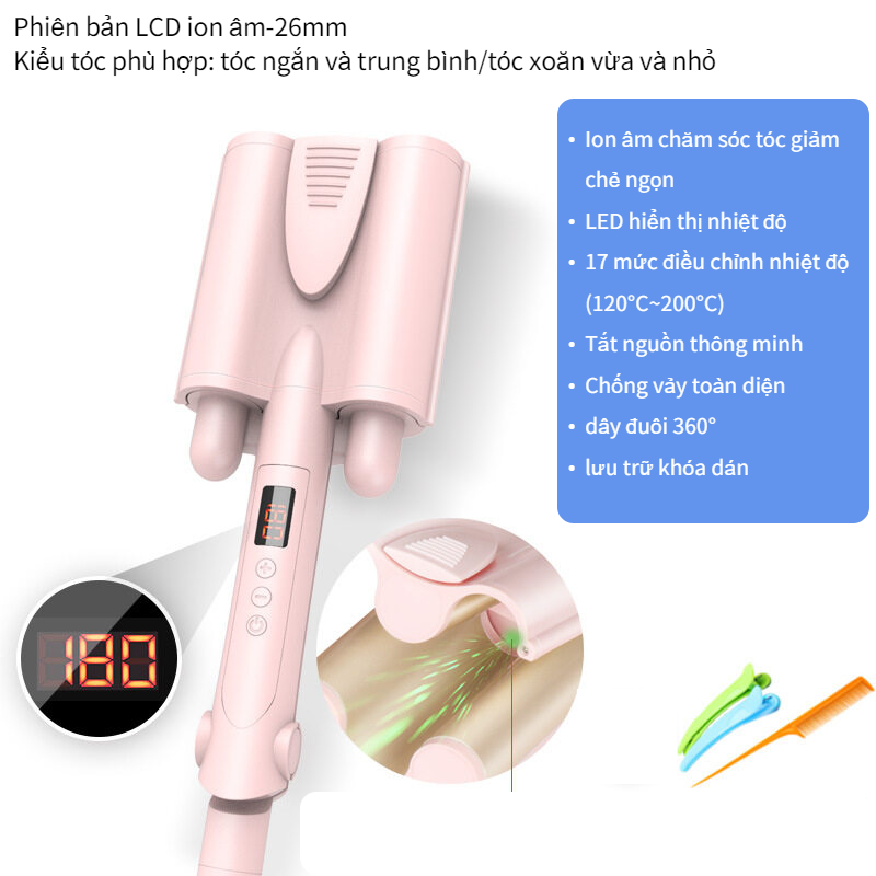 POCKETOP Máy uốn tóc lượn sóng 3 trục