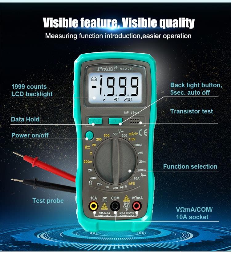 [HCM]Đồng hồ đo Proskit MT-1210 (Xanh phối đen)