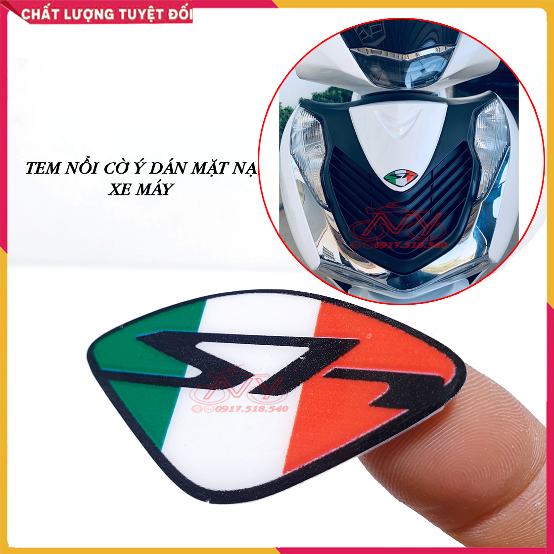 TEM LOGO CHỮ SH TRANG TRÍ XE (MÀU CỜ NƯỚC Ý)