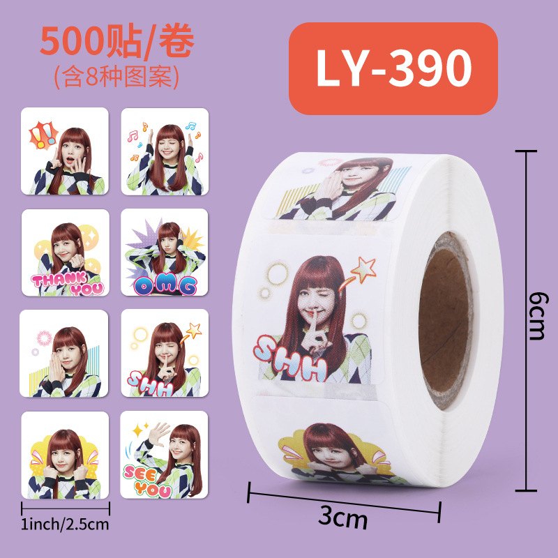 Sticker cuộn 500 miếng Black Pink