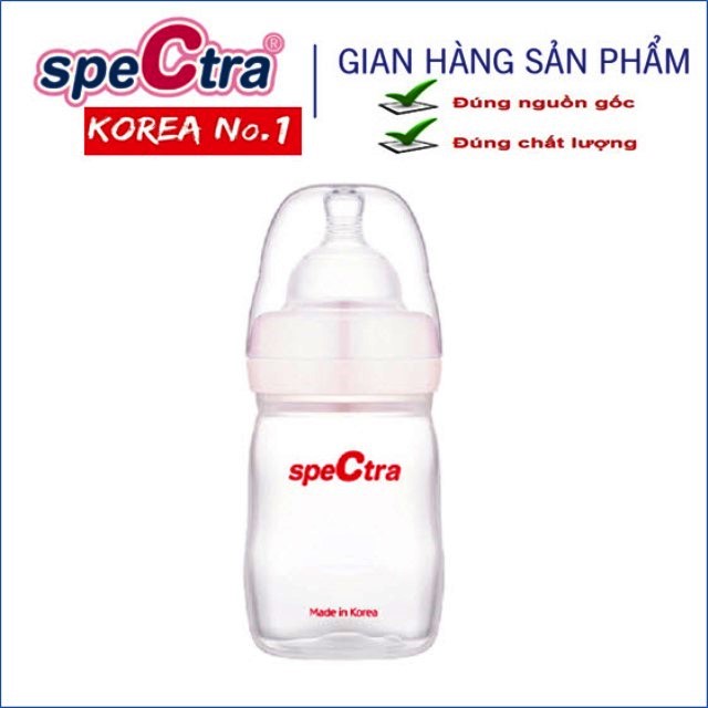 BÌNH SỮA PP CỔ RỘNG SPECTRA 160ML núm ti size S - Spectra (Made in Korea) (Cho Bé từ 0 đến 4 tháng)