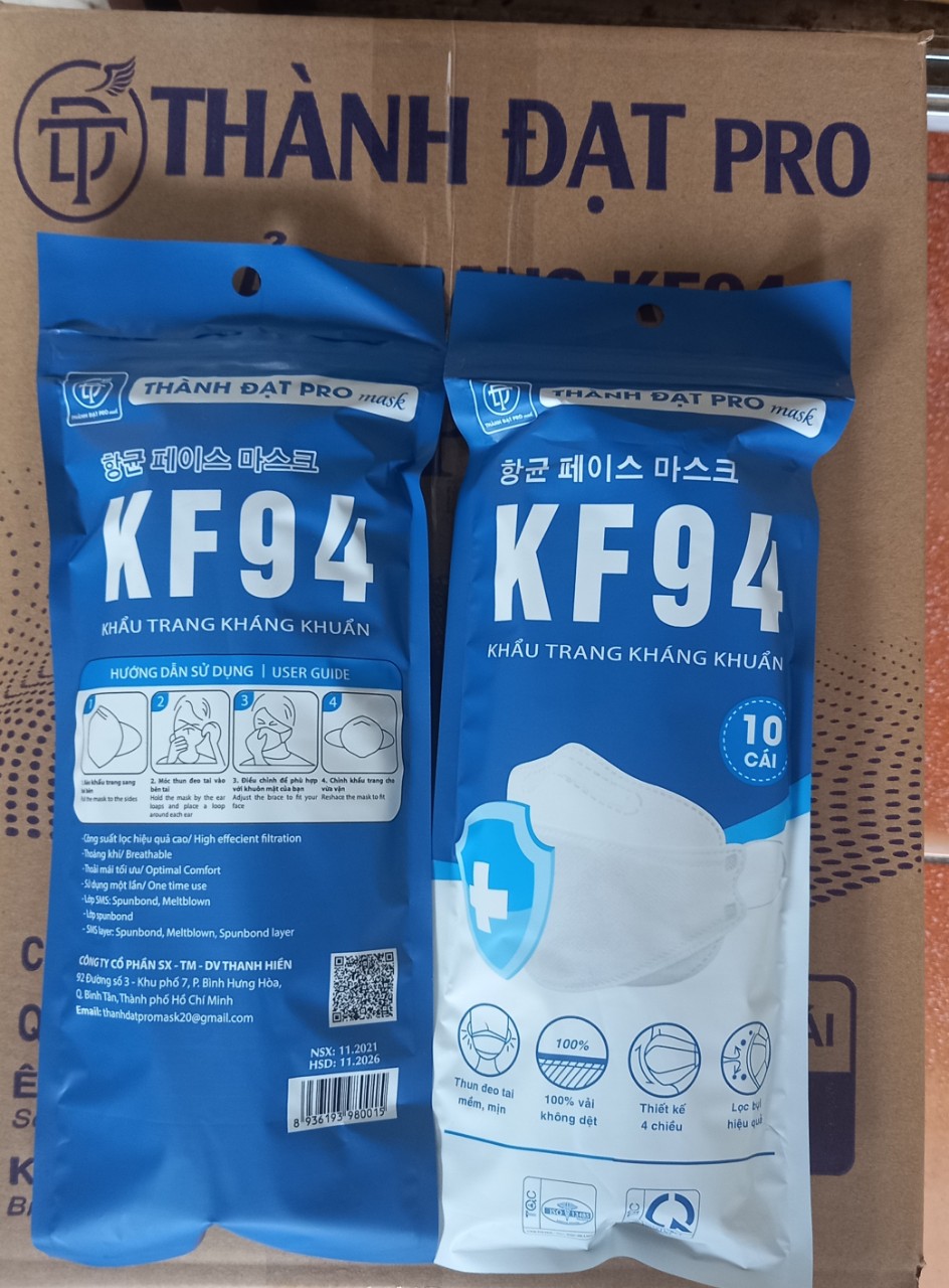KHẨU TRANG KF94   ( 1 BỊCH 10 CÁI )   TRẮNG