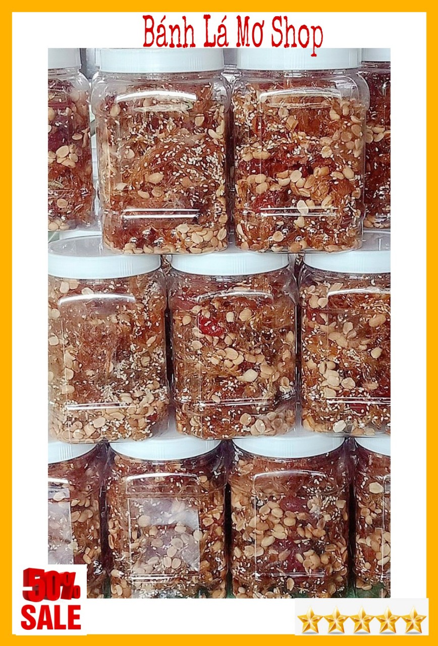 (Freeship) hủ 500gr Mứt gừng dẻo đậu phộng mè rang