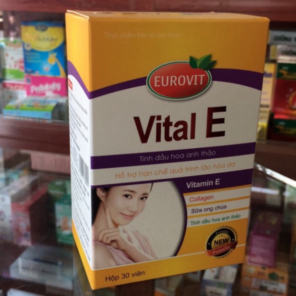 Vital e eurovit bổ sung vitamin e, tinh dầu hoa anh thảo colagen sữa ong chúa 30 viên - tp094